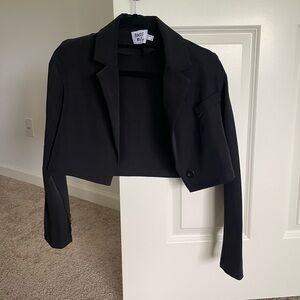 Princess Polly The City Cropped Blazer (Black) Size 0